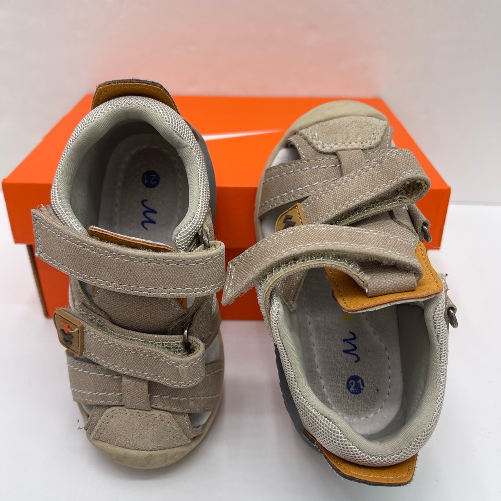Kids Tan and Gray Sandals - Picture 10 of 16